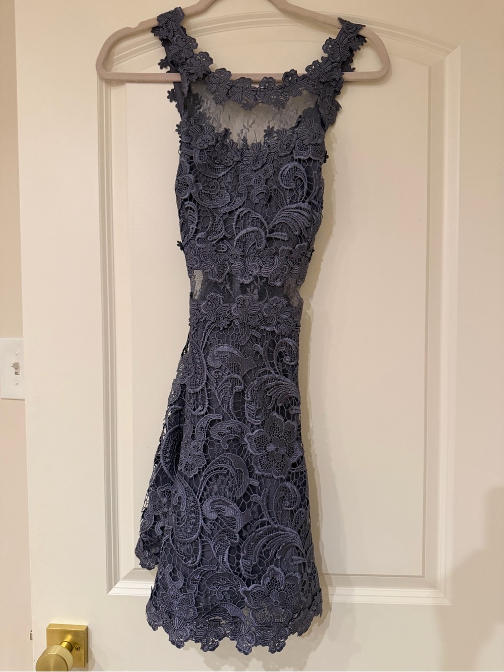 Topshop Dusty Blue Floral Lace Midi Dress